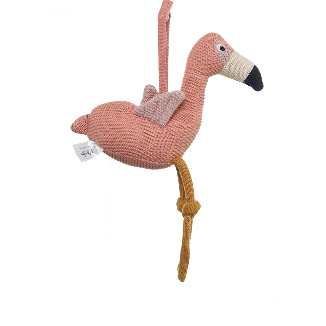 Pluchi Flamingo Cotton Knitted Stuffed Soft Toy for Girls in Coral Color
