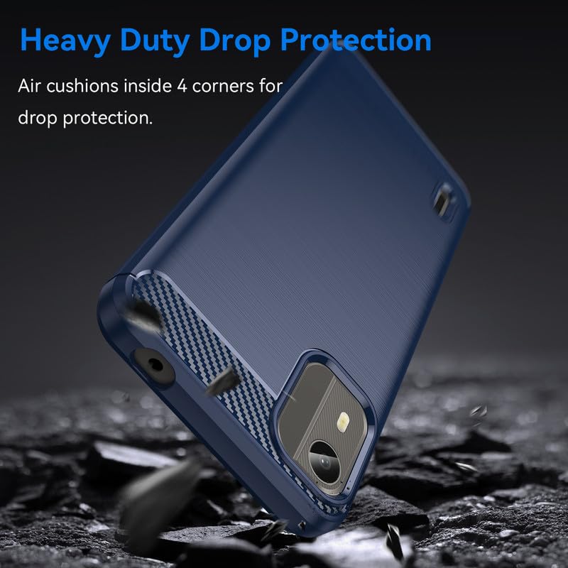 Image of Hybrid Carbon Fiber Back Case for Nokia C12 / C12 Pro (Blue)