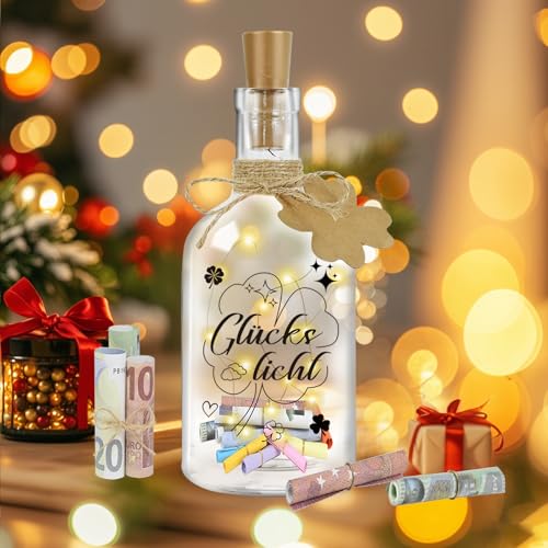 Ulikey LED Flaschenlicht mit Spruch Glückslicht, Beleuchtete Flasche,...