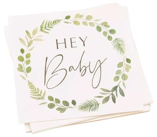 Ginger Ray Lot de 16 serviettes en papier pour fête prénatale Motif botanique Cover
