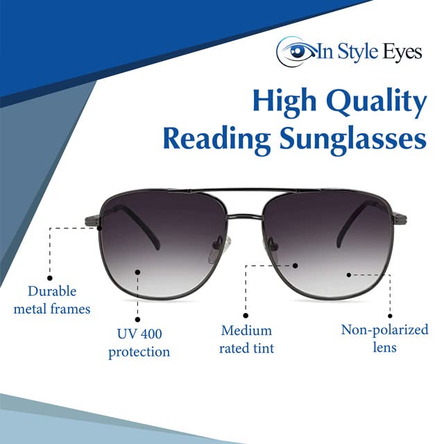 In Style Eyes Just Chillin' Full Reader Sunglasses, Non-Bifocal Aviator Sunglasses - Wired Metal Frame - Non-Polarized Lens3