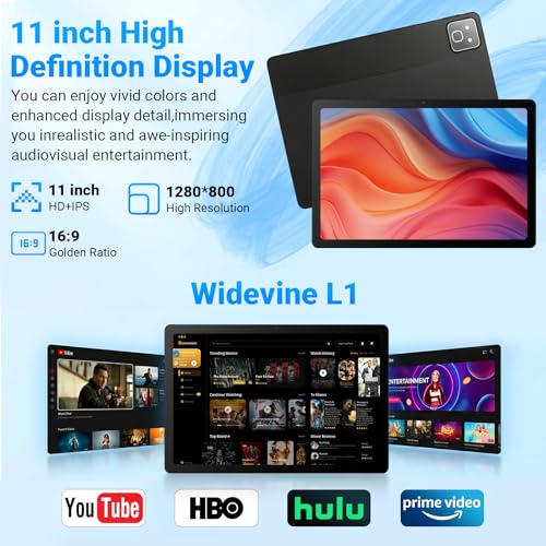 Image of 11 Inch 2 in 1 Android 16 Tablet with Keyboard Mouse Pen Case, 30GB RAM 128GB 1TB Expandable, 7800mAh Battery, HD Screen Widevine L1, Dual Cameras Face Unlock, WiFi 6 BT 5.4 Tablets Bundle