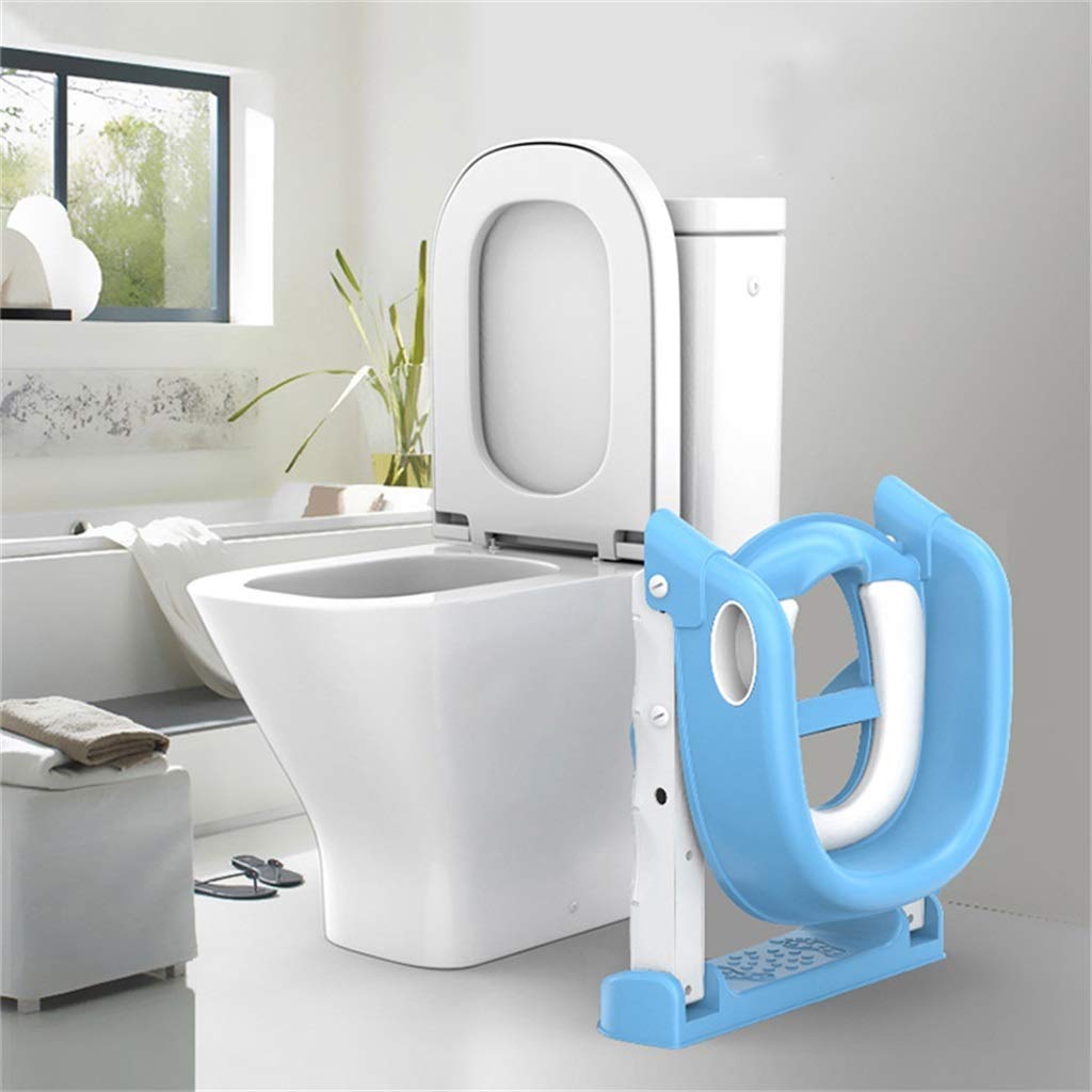 Aseo Escalera Asiento, Antideslizante Baño Asistente Orinal De Entrenamiento Portátil Plegable Ajustable Taburete para Niño Unisex (Color : Rosado)