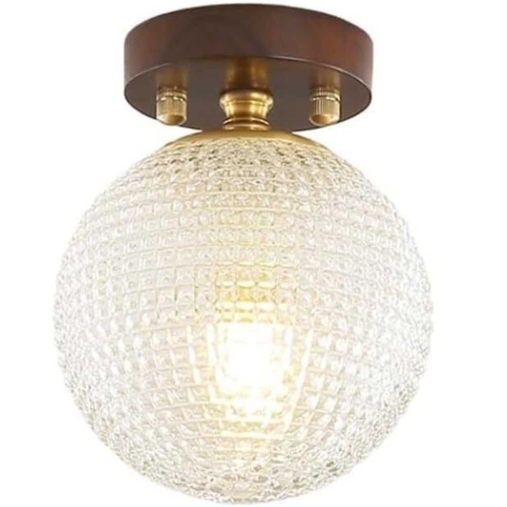 Plafonnier en bois et verre rétro pour couloir et entrée japonaise