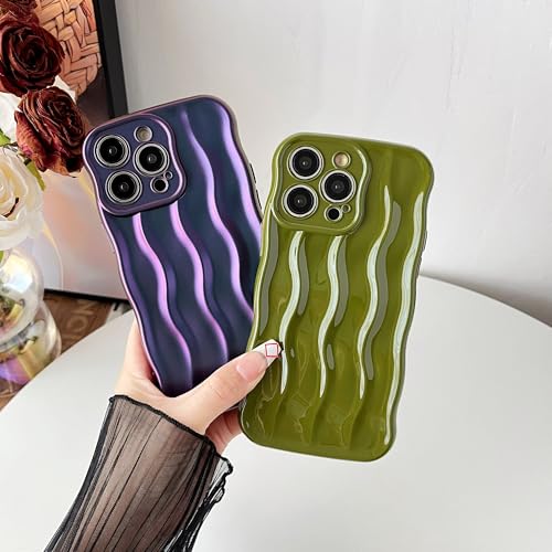 Caseative for iPhone 15 Pro Max Case,Water Ripple Pattern Curly Wave Frame Soft Phone Case (Wine Red) by Caseative - Image 3