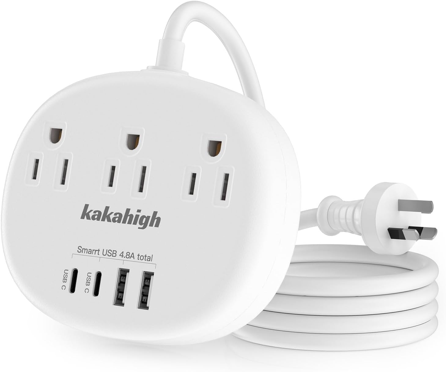 Australia Power Plug Adapter, New Zealand Power Adapter with 3 American Outlets 4 USB Ports (2 USB-C) Total 24W, Type I Plug Adapter for USA to Australia, Argentina, China, 4FT
