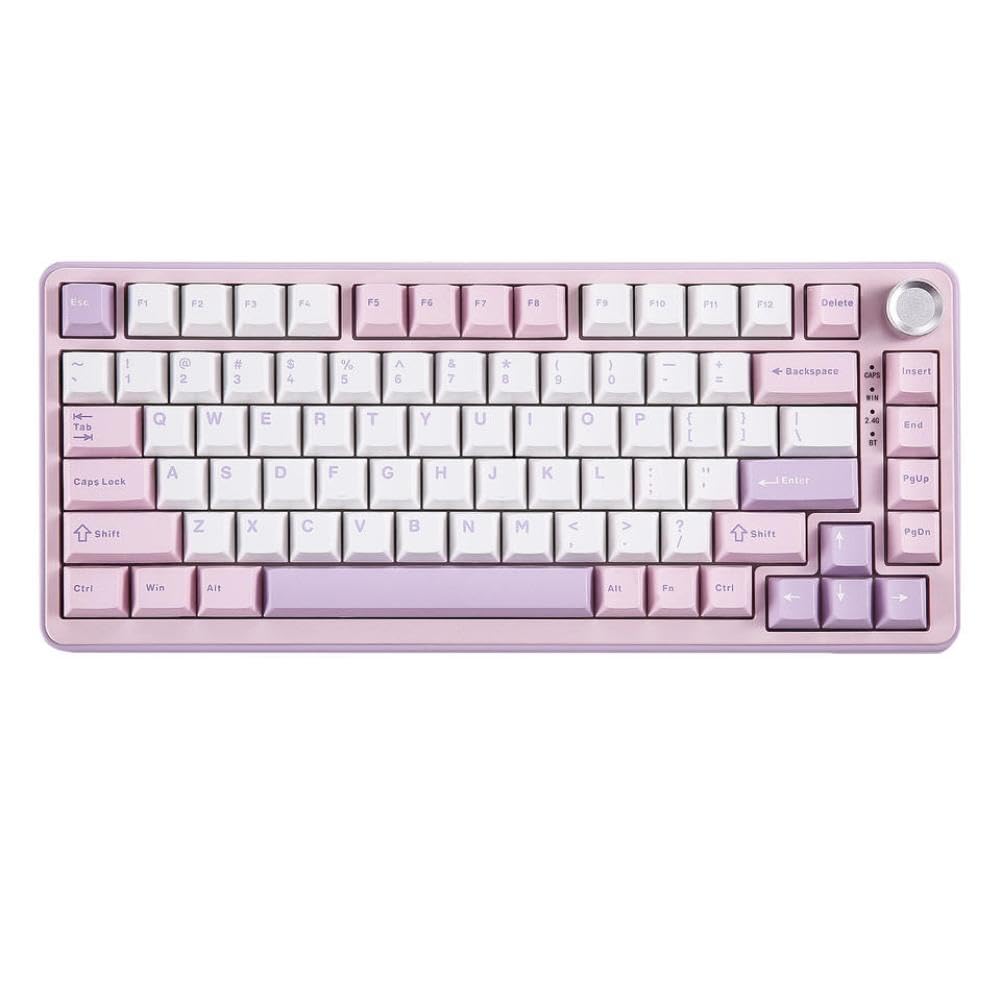 Tastiera da gioco meccanica wireless a 82 tasti B75 PRO Nera 75% Guarnizione a 82 tasti Hot Swap Personalizzata RGB BT Type-C 2.4G Manopola cremosa compatibile con 5420(Purple)