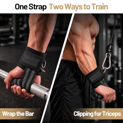 Buy MANUEKLEAR Non-Slip Wrist Straps for Weightlifting Deadlifting, Gym Lifting Straps with D Rings for Cable Machine Workout, 10mm Neoprene Padded Weight lifting Wrist Wraps for Men Women (Black, M (16.0–19.0 cm)) Online at Low Prices in India - Image 3