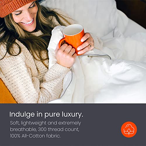 Layla All Season Down Alternative Comforter, (White, King/Cal King), 300 Thread Count 100% Cotton Fabric with Corner Loops