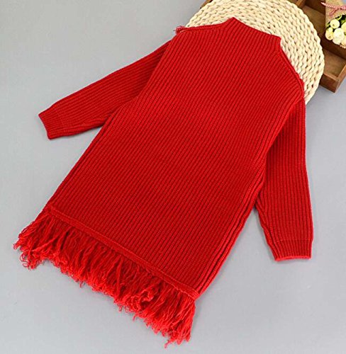 Girls' Solid Color Heart-Shaped "Tassels" Warm Knitted Pullover Sweater3