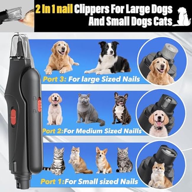 2 in 1 Dog Nail Clippers and Grinder with Lights & Cat Nail Clipper for Large Medium Small Dogs Cats Nail Trimmers USB Rechargeable with 2 LED Lights Dog Claw Care for Non-Black Nails-wphHr4MJ