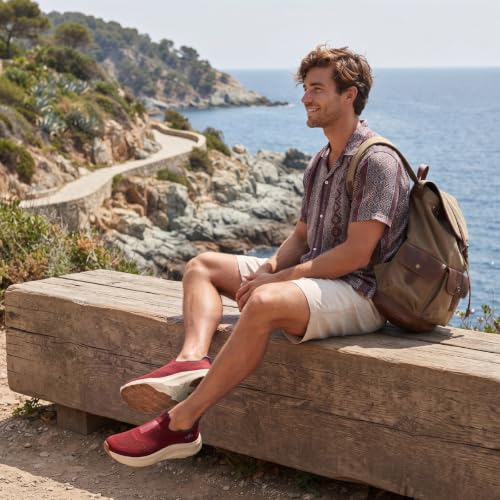 Image of Men Slip in Free up Hands Shoe Wide Toe Box Arch Support Orthopedic Walking