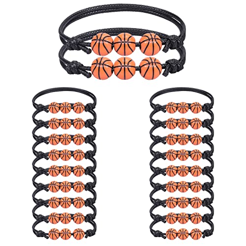 20 Pcs Bracelet de Football, Bracelet de Sports Taille Réglable Forme de Basket-ball, Base-ball et Tennis, Bracelet Tissé sur le Thème des Sports de Balle pour Cadeaux de Jeux de Ballon Garçons Cover