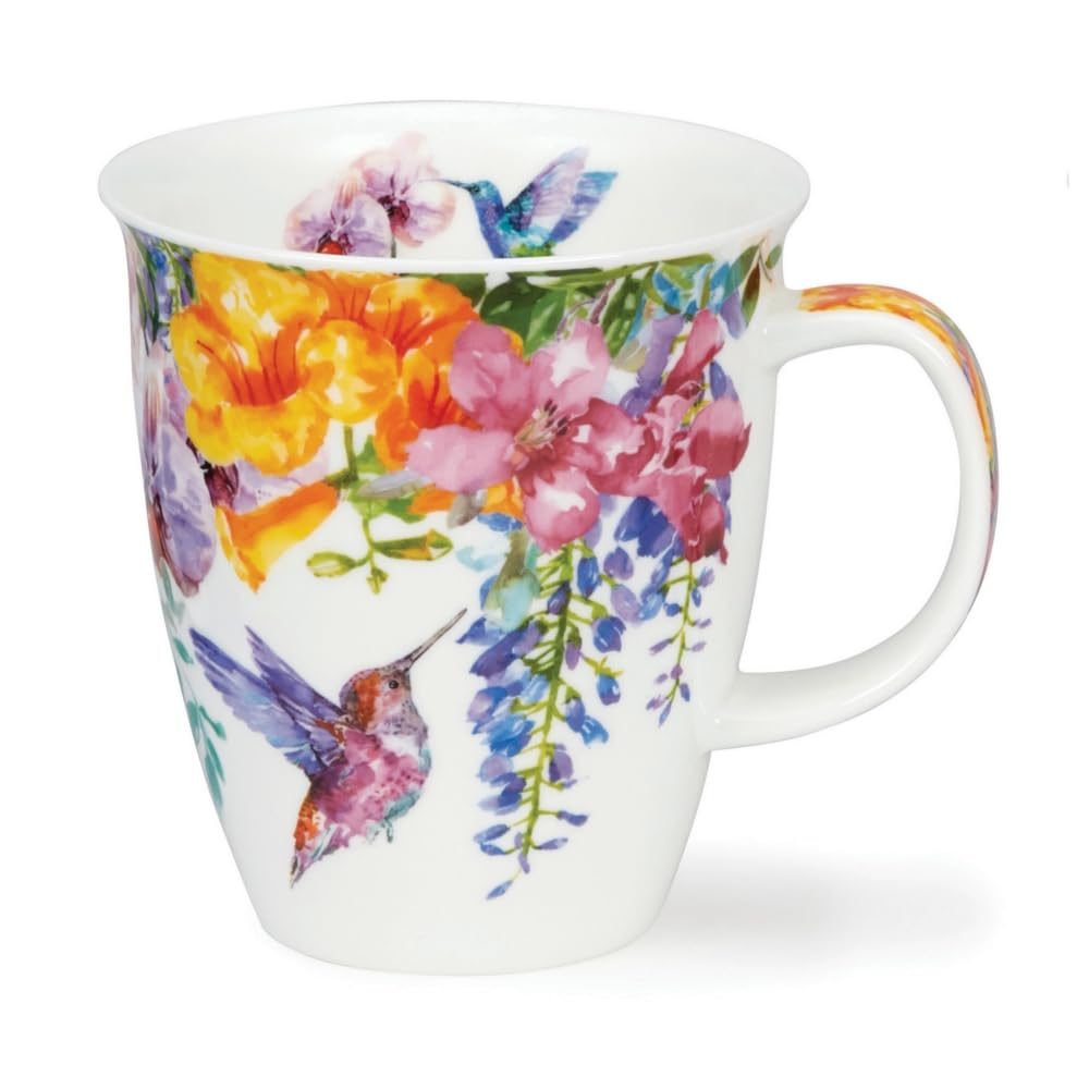 Dunoon Nevis 0.48 Litre Fine Bone China Mug Hummingbirds (Yellow), 16.2 Ounces