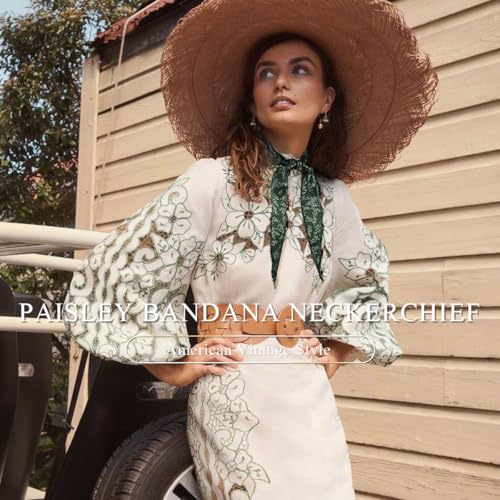 Vintage Paisley Pattern Neckerchief Cotton Bandana Scarf Lightweight Small Neck Tie Headband Headdress Hair Scarf2