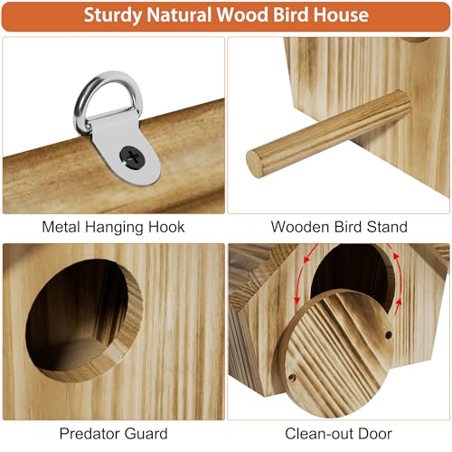 Auslar 101210100-EUP-US-F1 Bird House, Bird Houses For Outside, Wooden Birdhouse thumb #3