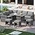 U-MAX 7 Pieces Patio Furniture Set, Outdoor Sectional Sofa Conversation Set, All Weather Wicker Rattan Dining Table & Chair with Ottoman, Grey Rattan&Grey Cushion