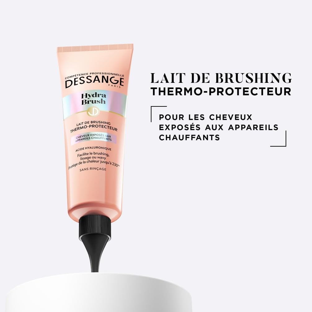 DESSANGE - Coffret Hydratant & Disciplinant Hydra-Brush - Shampoing Disciplinant + Lait de Brushing Thermoprotecteur + Sérum De Finition Anti-Frizz 48H* - Formule Enrichie À l'Acide Hyaluronique*