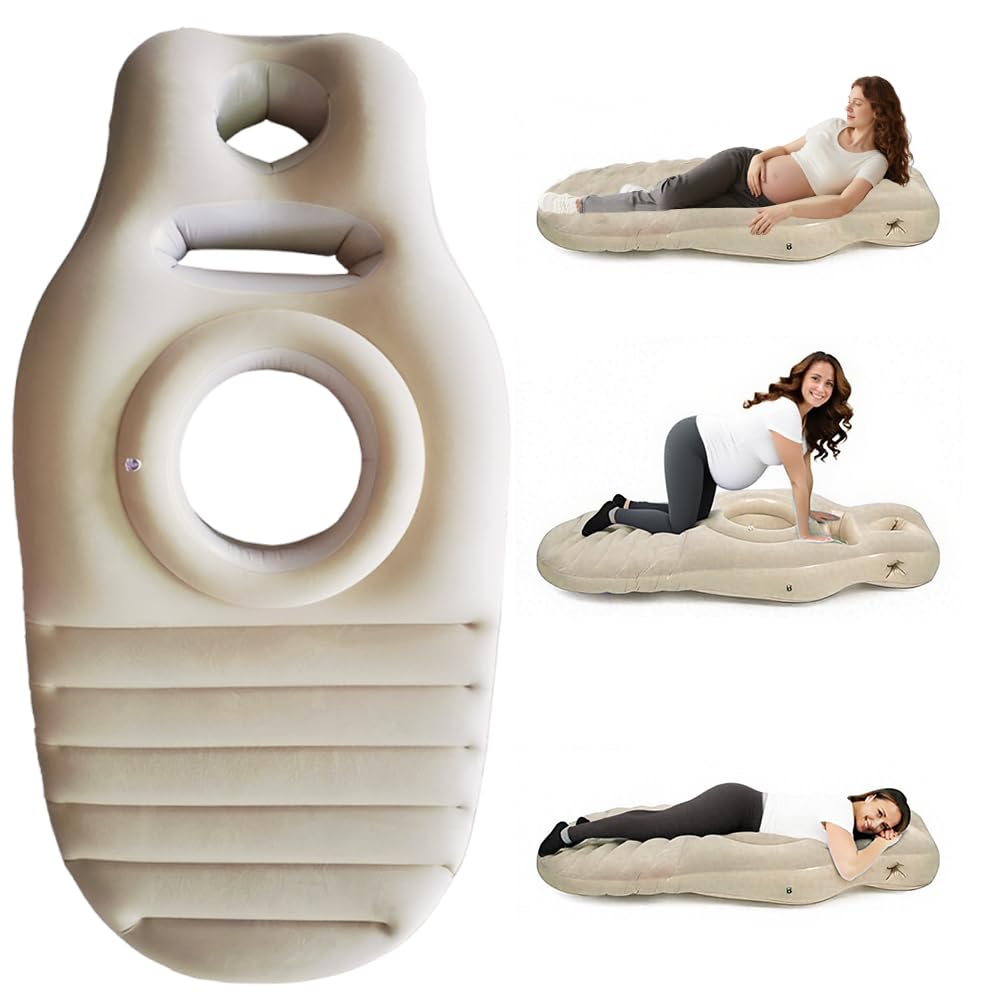 Cuscino Gravidanza per Dormire, Gonfiabile Cuscino Premaman per Dormire, Pregnancy Pillow del PVC di Ispessimento Floccato for Chi Dorme Prono E Su Un Fianco