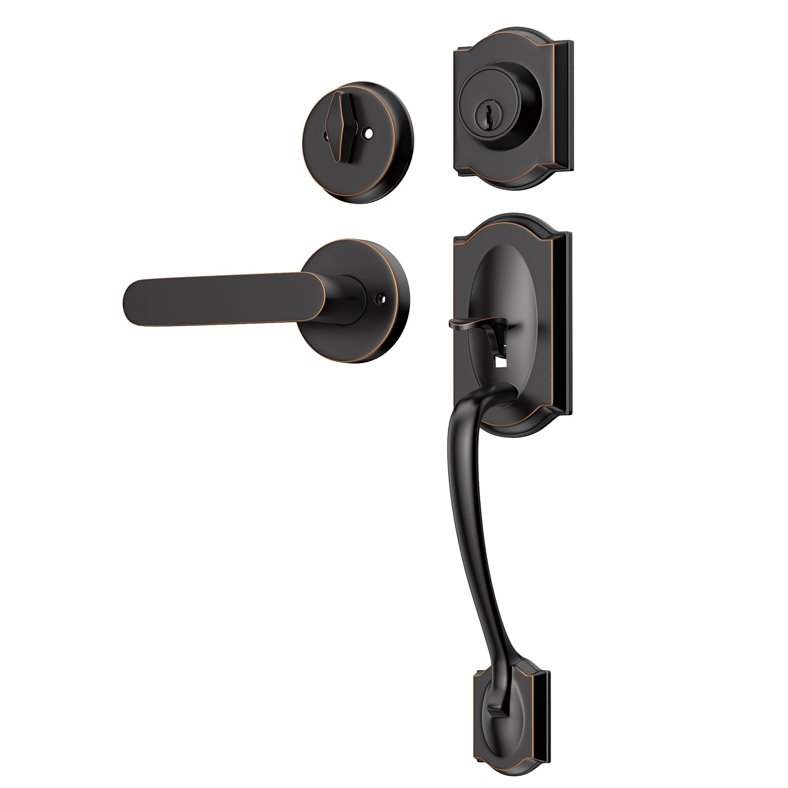 Front Door Lock Set, Front Door Handle with Deadbolt and Door Handle, Oil Rubbed Bronze