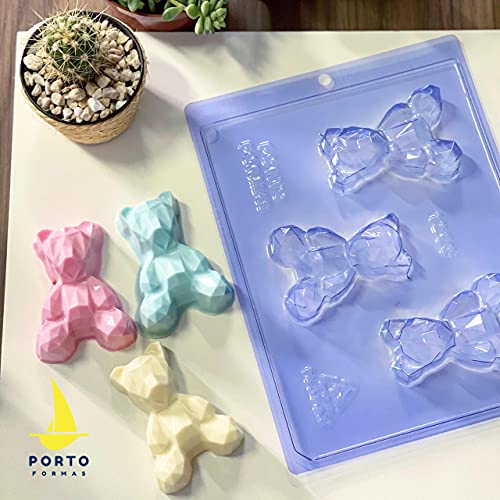 Porto Formas Baby Geometric Bear 3-Part Chocolate Mold, Clear, 80 x 59 x 25 (mm)