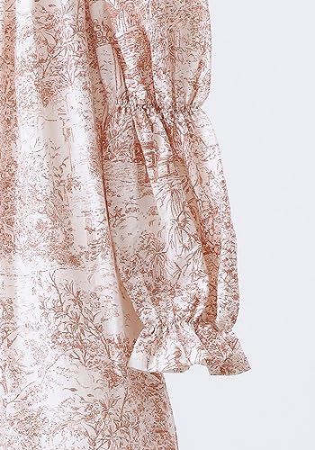 NOTHING FITS BUT Yuki Dress, Linen Cotton Long Puffed Sleeve Girls Dresses, Loose Casual Frock Ruffled Hem Dresses for Girls3