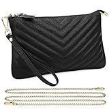 Uromee Wristlet Wallet Clutch Purses for Women Genuine Leather Crossbody Bag Handbag with Detachable Shoulder Chain