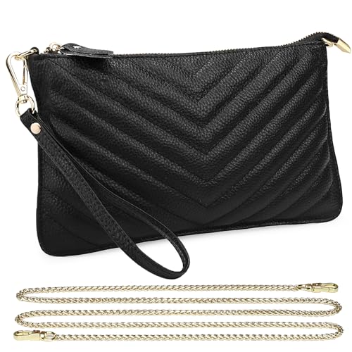 Image of Uromee Wristlet Wallet Clutch Purses for Women Genuine Leather Crossbody Bag Handbag with Detachable Shoulder Chain