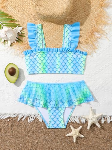 Two Piece Swimsuits for Girls Ruffles Bikini Set Mermaid Bathing Suit for 3-10 Years2