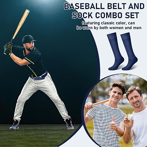 Image of Zhanmai Baseball Belt and Socks Combo, Adjustable Elastic Belt and Softball Socks, Multiple Sizes for Youth Boys Girls, Adult