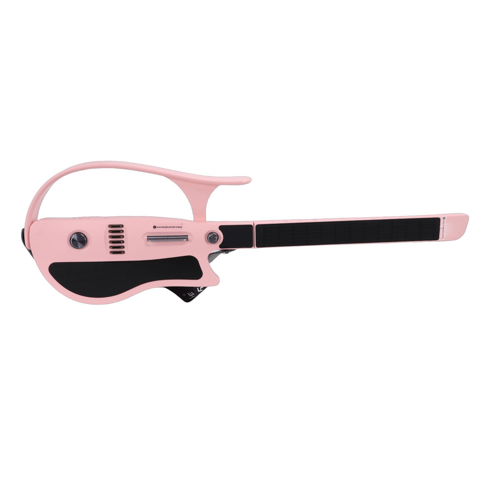 Chitarra Elettrica, Chitarra da Viaggio Pieghevole Portatile con Guida Luminosa Agli Accordi Connessa all'app per Principianti, Rosa, Batteria da 4000 MAh
