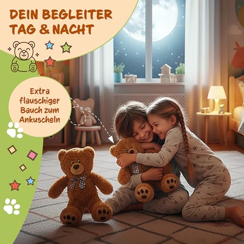 monzana® Teddybär L - XXXL 50-175cm Weiches Fell Schleife Tatzendruck Geschenk Plüschtier Kuscheltier Stofftier Riesen Teddy Bär