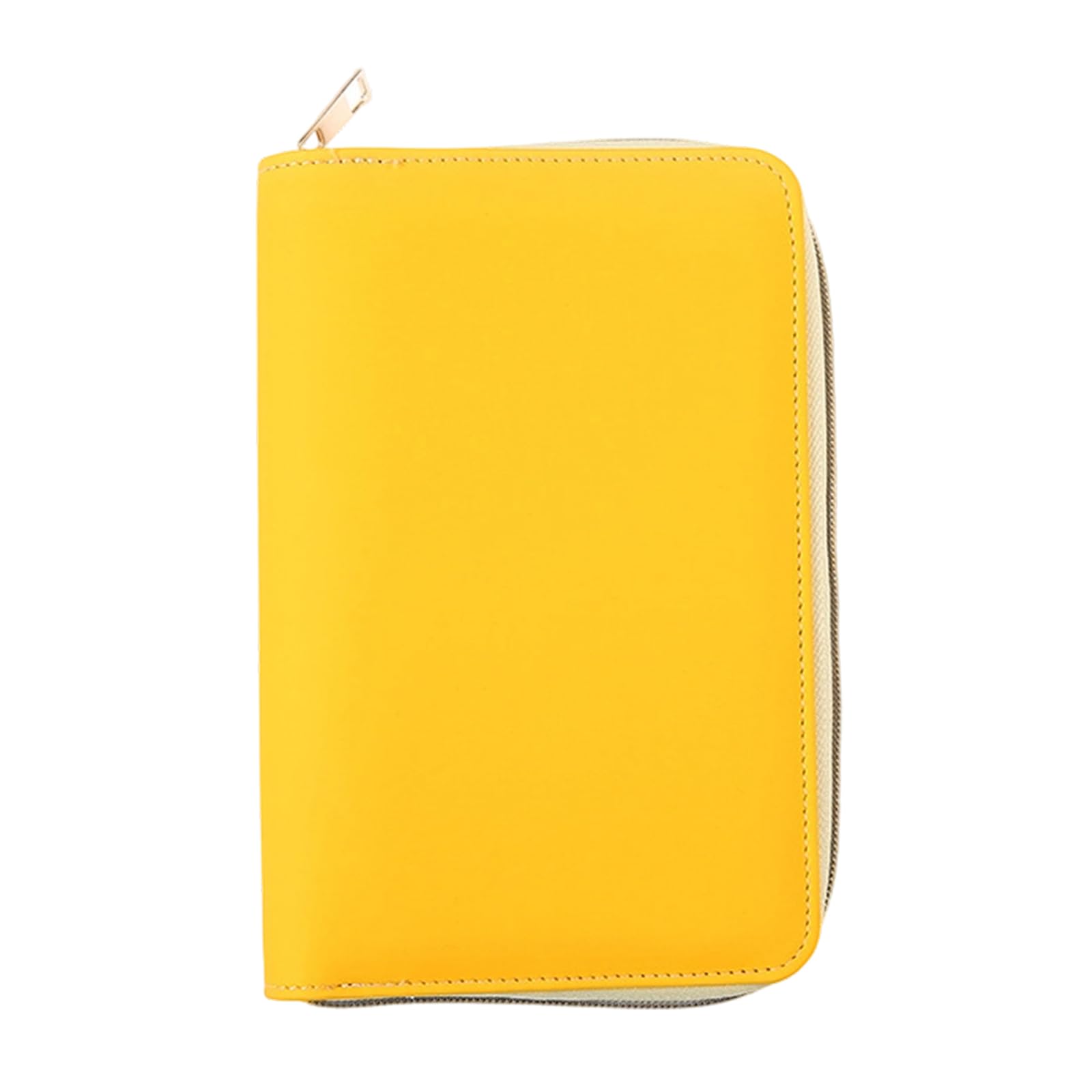 6-Ring Refillable Binder Cover PU Leather Zippered With Card Pocket & Elastic Pen Slot Compact Office Notebook Wallet