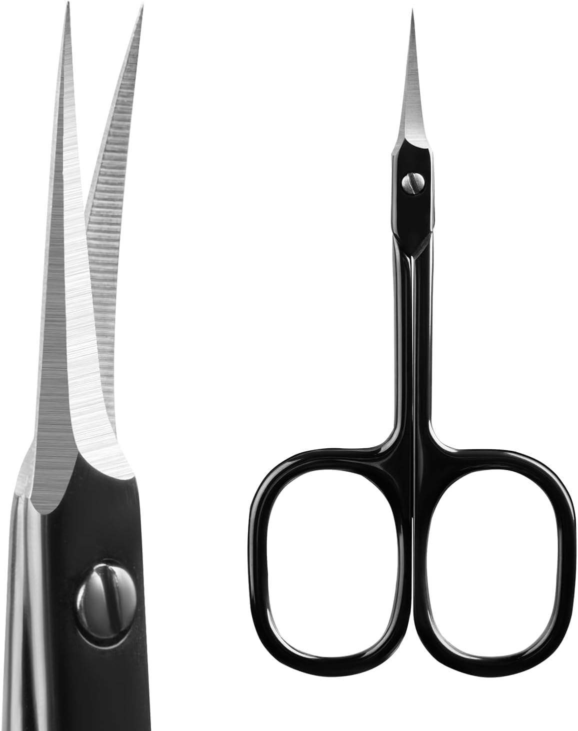 Velodios Professional Cuticle Scissors Extra Fine for Women and Men, Upgraded Curved Precise Pointed Tip Grooming Scissors for Trimming Eyebrow, Eyelash, Trim Nail and Dry Skin (Black)