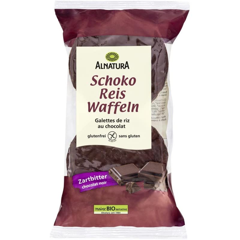 ALNATURA - Galettes de riz bio au chocolat noir - 100g - Snack sain et gourmand pour une alimentation bio et équilibrée. - Lot De 8 - Vendu Par Lot