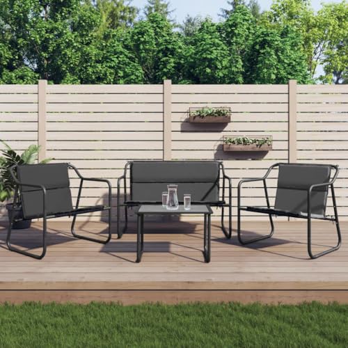 Xichuzi Juego Muebles de jardín 4 pzas y Cojines Acero Gris Antracita, Conjunto Jardin Exterior, Conjunto Terraza, Muebles Jardin Exterior, Sofá Exterior, Muebles Terraza Outlet, 3186934