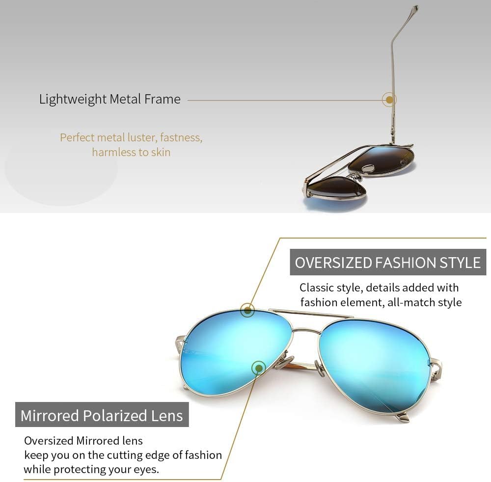  Oversized Aviator Sunglasses Womens Polarized Lens SGT603 thumbnail