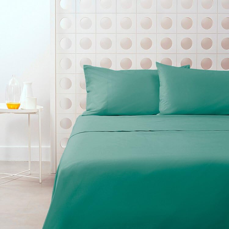 Bassetti Linea Pop Color - Sábana encimera, sábanas planas, 100% algodón (cama de matrimonio, 240 x 280 cm, lago)