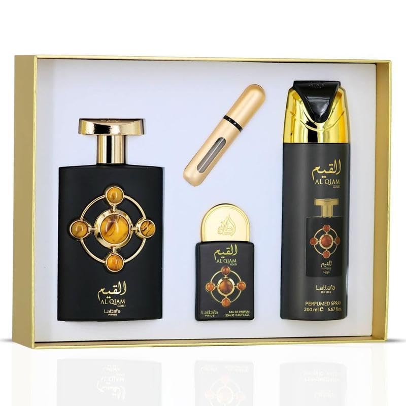 Kit Perfume Al Qiam Gold Kit Presente EDP, Spray Perfumado, Fragrância Árabe, 4 Itens