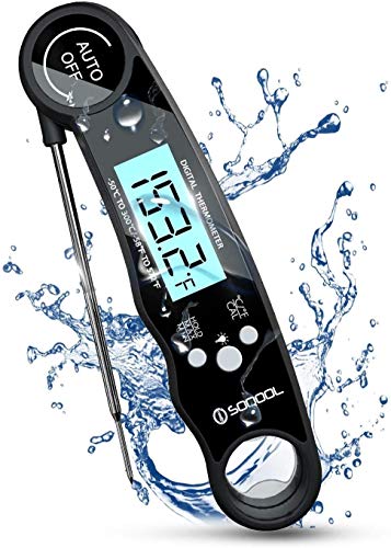 JS WELL Meat Thermometer, Digital Meat Thermometer Instant Read 2 Pack, SOQOOL Instant Read Thermometer for Kitchen Cooking Food Candy Oil Deep Fry Outdoor BBQ Grill Smoker, Ultra Fast and Waterproof