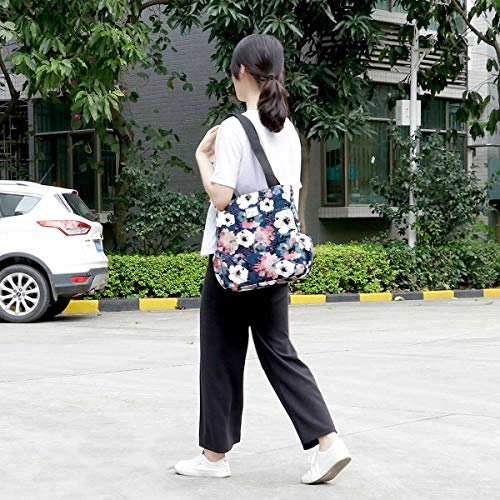 Image of KAMO Floral Tote Bag - Waterproof Lightweight Handbags Travel Shoulder Bag for Hiking Yoga Gym Swimming Travel Beach
