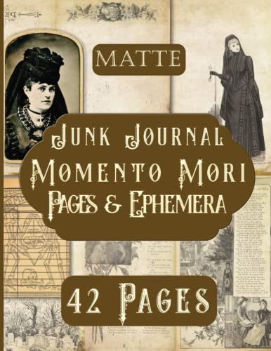 Momento Mori Junk Journal Pages and Ephemera: Kit In Matte Finish Includes 42 Unique Sepia Color Papers For Scrapbooking and Collage image 2