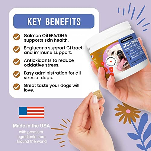 Skin & Immune Seasonal Support Soft Chews - Snub-Nosed Dog Allergy Support Health Supplement With Omega 3 Fatty Acids, Colostrum, Wellmune®, & Bc30™ Probiotics, Natural Beef Flavor, 60 Count #TOP3