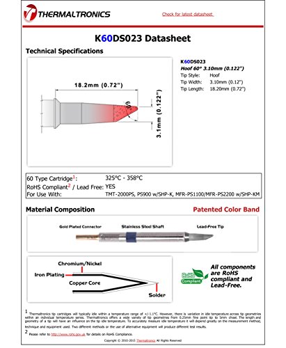Image of Thermaltronics K60DS023 Hoof 60deg 3.10mm (0.122in)