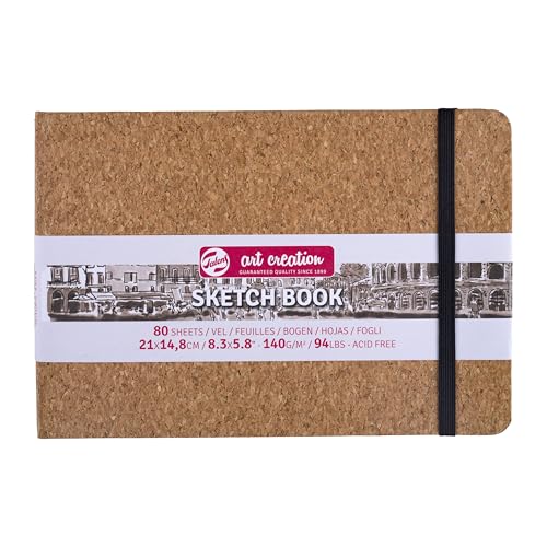 Talens Art Creation Sketchbook Cork - 21x14.8cm, 140g, 80 feuilles - Idéal pour les crayons, pastels, acryliques et autres