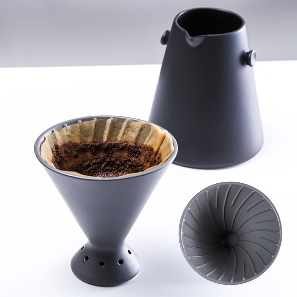 Juego de cafetera de cerámica, gotero V60 y filtro de café, embudo de cono para café, cafetera de goteo, 1-2 tazas