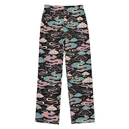ZZXXB Colorful Clouds Boys Long Pants Soft Trousers Elastic Waist Kids Lounge Bottoms with Pockets S-XL