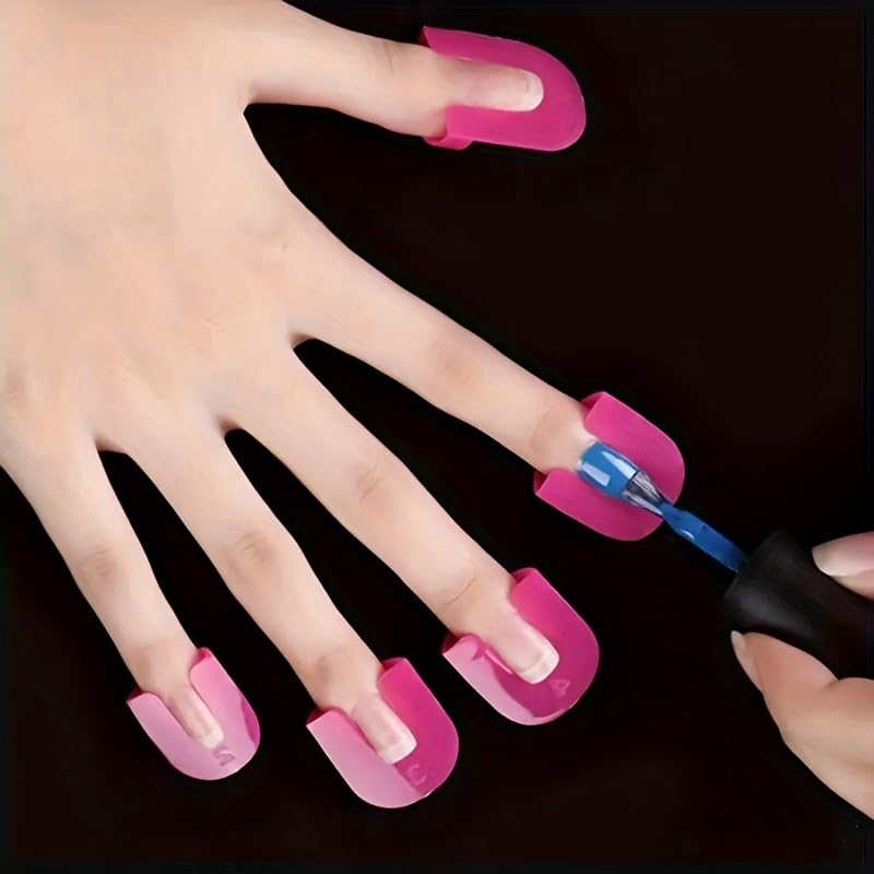 52 Piece Nail Polish Anti Overflow Clips Flexible Shield Design U Shaped Set for Precise Painting Home Salon Travel, 52pcs