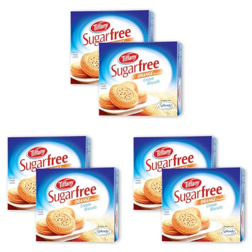 Image of Tiffany Sugar Free Orange Cream Sandwich Biscuits (Pack of 6, 162g) | Healthy Snacks for Diebetic | Sweetened With Splenda