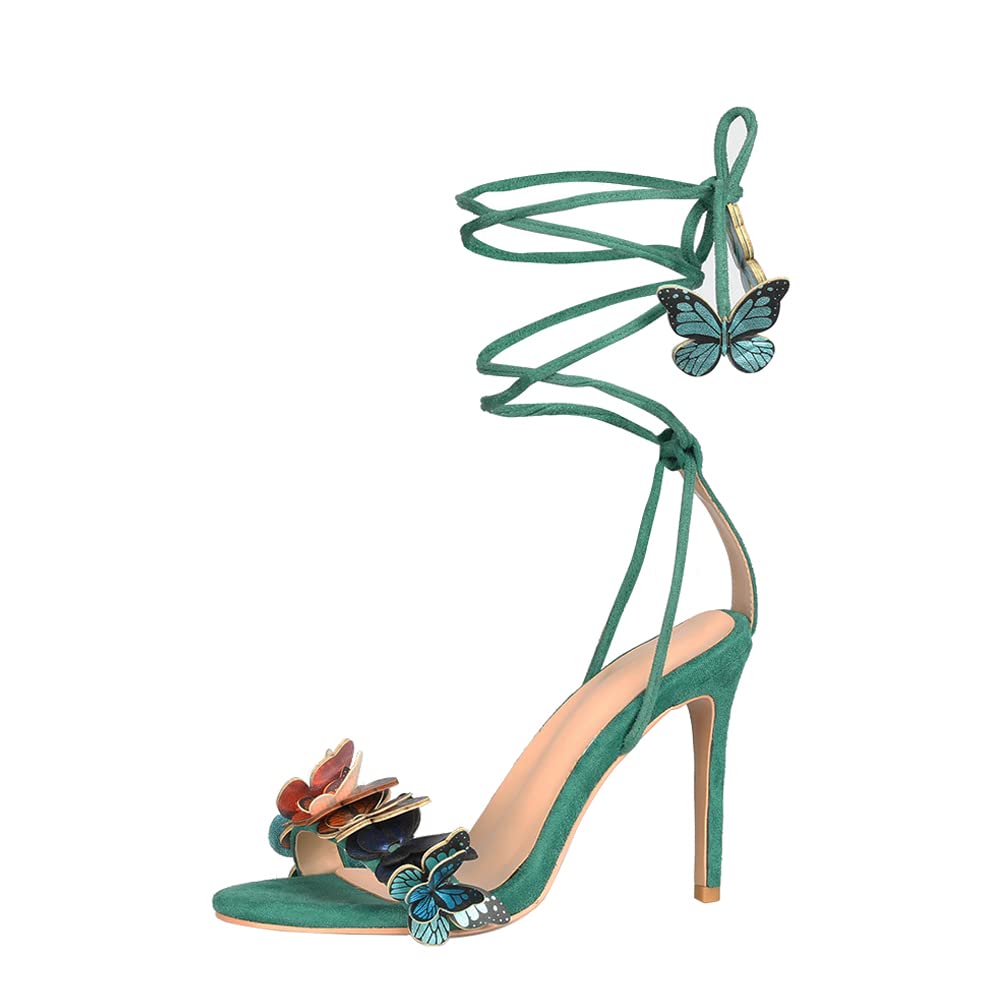ArqaSandals for Women Ankle Strap High Heels Open Toe Stilettos Dress Pumps Colorful Butterfly Sandal Shoes
